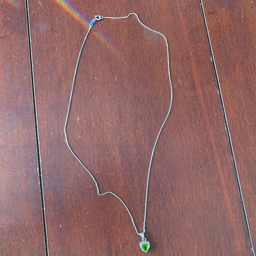 Sterling Silver Peridot Heart Necklace